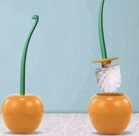 Cherry Toilet Brush & Holder Set - Quirky Red Bathroom Decor - Fun Fruit-Shaped Cleaning Tool Unique Housewarming Gift Modern