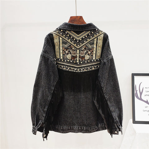 Embroidered Denim Jacket Women Loose Style Wild Spring And Autumn