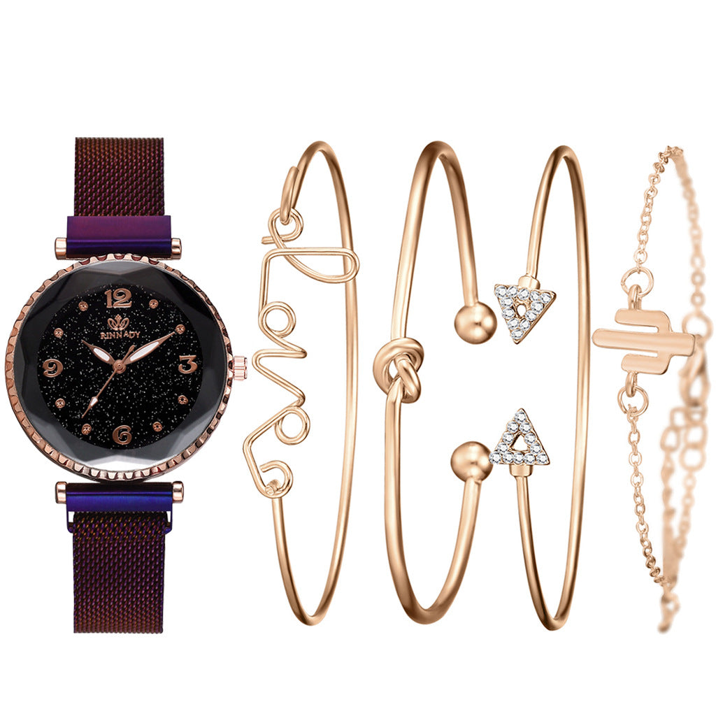 Women Starry Sky Magnet Buckle Fashion Bracelet Wristwatch