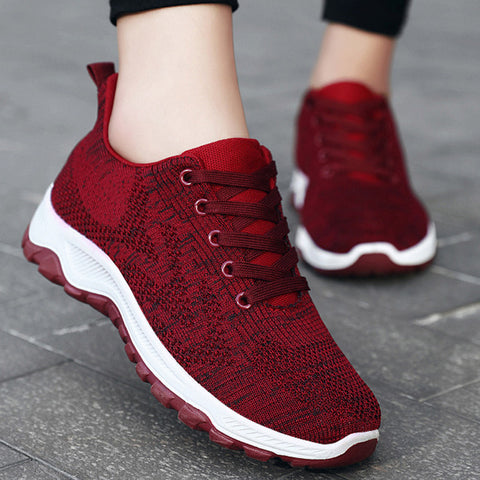 Women Breathable Flying Woven Soft Soled Running Shoes