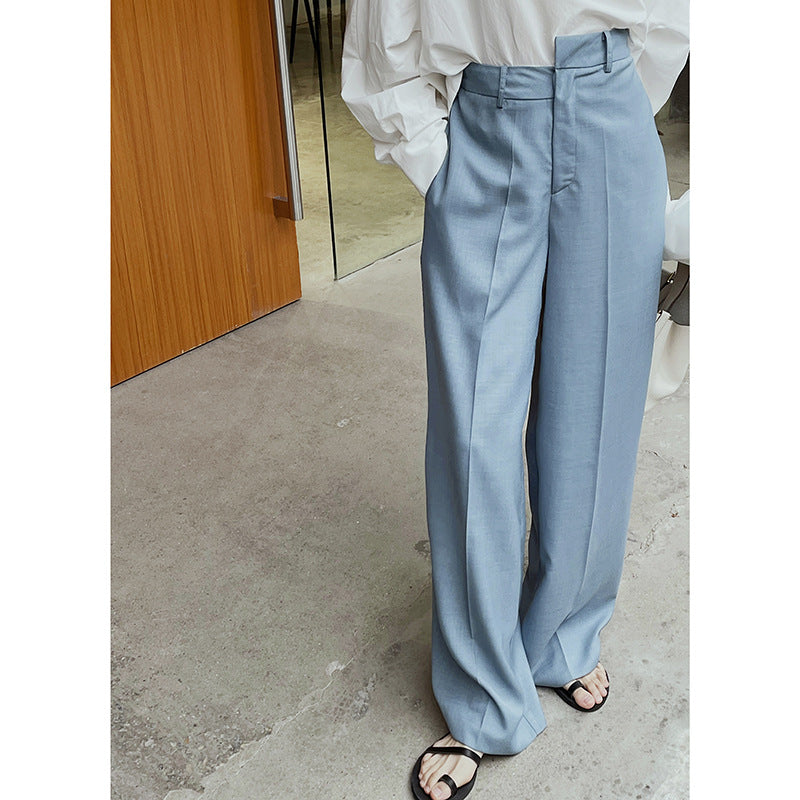 Women's Fashionable Irregular Waist Versatile Wide Leg Suit Pants